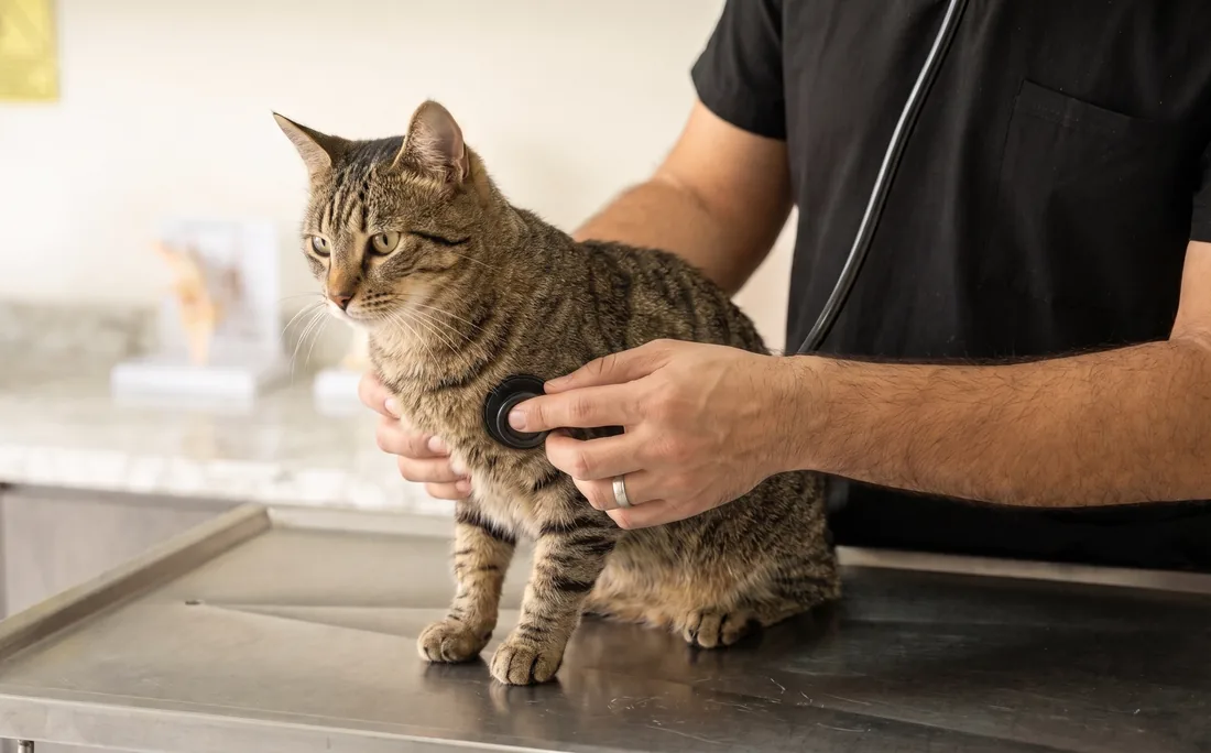 Gato durante una revisión veterinaria